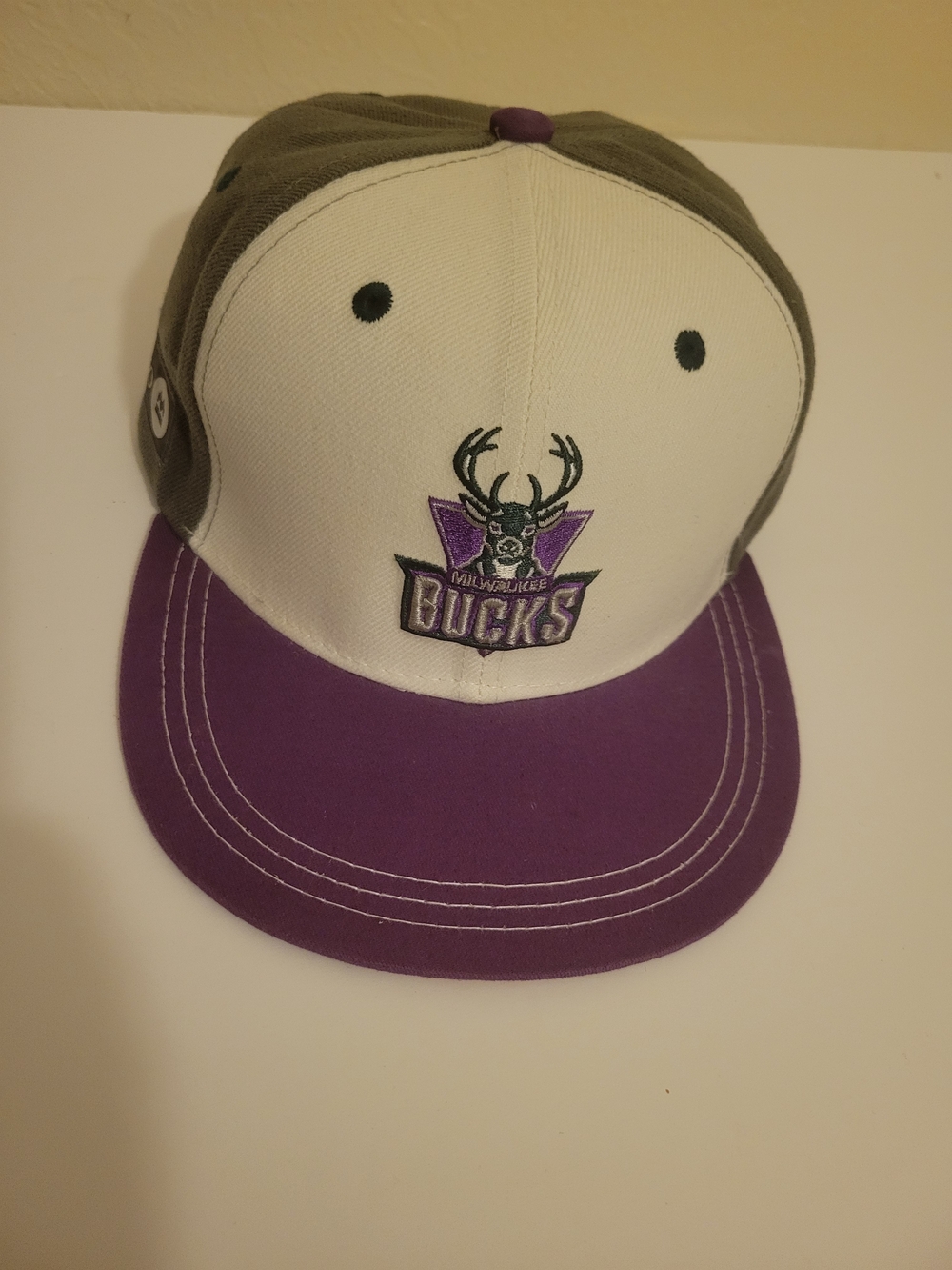 Milwaukee Bucks Purple and White Snapback Hat Adjustable